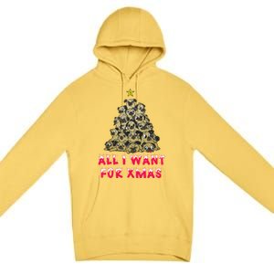 All I Want For Xmas Pugs For Christmas Pug Tree Star Cute Gift Premium Pullover Hoodie