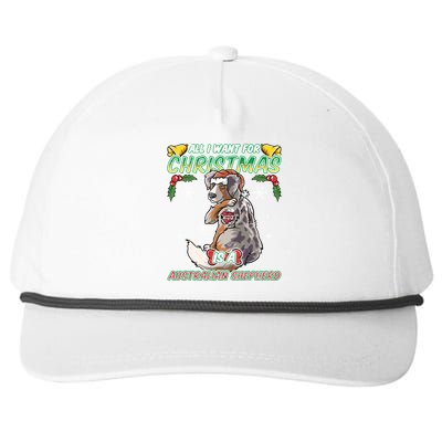 All I Want For Christmas Is A Australian Shepherd Santa Meaningful Gift Snapback Five-Panel Rope Hat