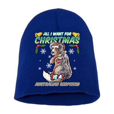 All I Want For Christmas Is A Australian Shepherd Santa Meaningful Gift Short Acrylic Beanie