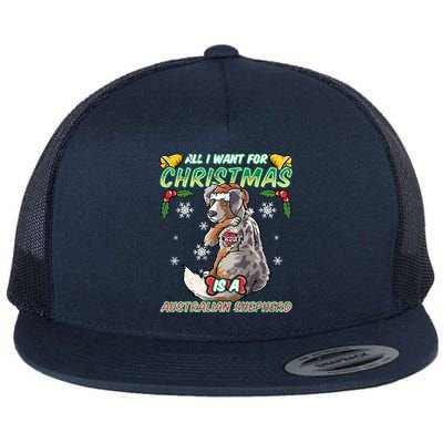 All I Want For Christmas Is A Australian Shepherd Santa Meaningful Gift Flat Bill Trucker Hat