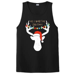 All I Want For Christmas Deer With Santa Hat Hunting Gift PosiCharge Competitor Tank