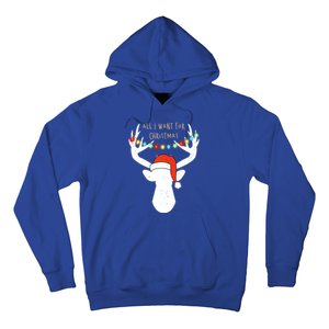 All I Want For Christmas Deer With Santa Hat Hunting Gift Hoodie