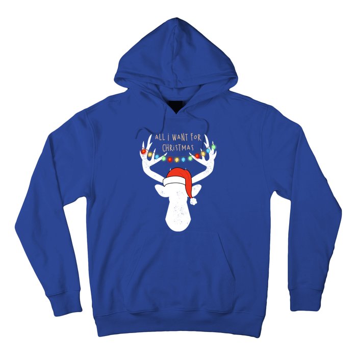 All I Want For Christmas Deer With Santa Hat Hunting Gift Hoodie