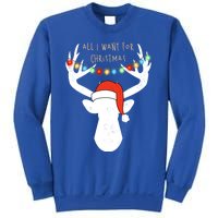 All I Want For Christmas Deer With Santa Hat Hunting Gift Sweatshirt