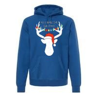 All I Want For Christmas Deer With Santa Hat Hunting Gift Premium Hoodie