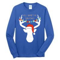 All I Want For Christmas Deer With Santa Hat Hunting Gift Tall Long Sleeve T-Shirt