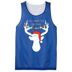 All I Want For Christmas Deer With Santa Hat Hunting Gift Mesh Reversible Basketball Jersey Tank