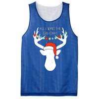 All I Want For Christmas Deer With Santa Hat Hunting Gift Mesh Reversible Basketball Jersey Tank