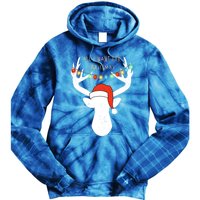 All I Want For Christmas Deer With Santa Hat Hunting Gift Tie Dye Hoodie