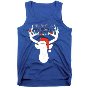 All I Want For Christmas Deer With Santa Hat Hunting Gift Tank Top