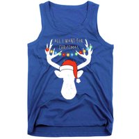 All I Want For Christmas Deer With Santa Hat Hunting Gift Tank Top