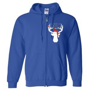 All I Want For Christmas Deer With Santa Hat Hunting Gift Full Zip Hoodie