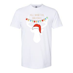 All I Want For Christmas Deer With Santa Hat Hunting Gift Softstyle CVC T-Shirt