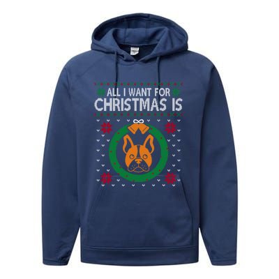 All I Want For Christmas Is French Bulldogs Meaningful Gift Performance Fleece Hoodie