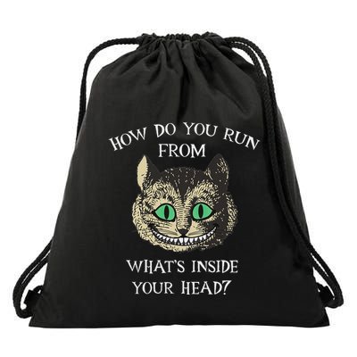 Alice In Wonderland Cheshire Cat Quote Drawstring Bag