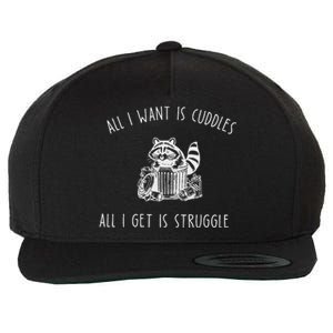 All I Want Is Cuddles All I Get Is Struggles Trendy Meme Wool Snapback Cap