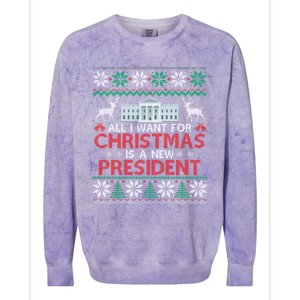 All I Want For Christmas Is A New President Funny Xmas Pjs Gift Colorblast Crewneck Sweatshirt