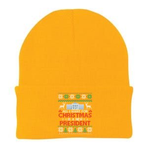 All I Want For Christmas Is A New President Funny Xmas Pjs Gift Knit Cap Winter Beanie