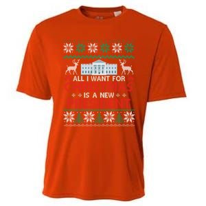 All I Want For Christmas Is A New President Funny Xmas Pjs Gift Cooling Performance Crew T-Shirt