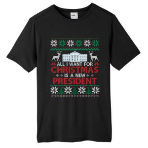 All I Want For Christmas Is A New President Funny Xmas Pjs Gift Tall Fusion ChromaSoft Performance T-Shirt