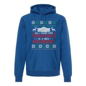 All I Want For Christmas Is A New President Funny Xmas Pjs Gift Premium Hoodie