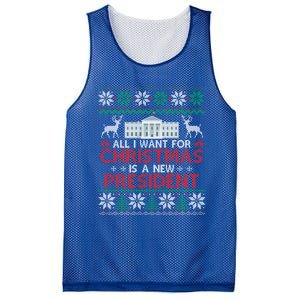 All I Want For Christmas Is A New President Funny Xmas Pjs Gift Mesh Reversible Basketball Jersey Tank