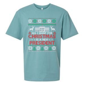 All I Want For Christmas Is A New President Funny Xmas Pjs Gift Sueded Cloud Jersey T-Shirt