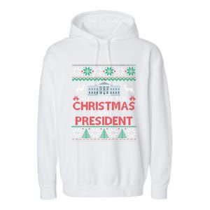 All I Want For Christmas Is A New President Funny Xmas Pjs Gift Garment-Dyed Fleece Hoodie