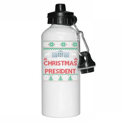 All I Want For Christmas Is A New President Funny Xmas Pjs Gift Aluminum Water Bottle