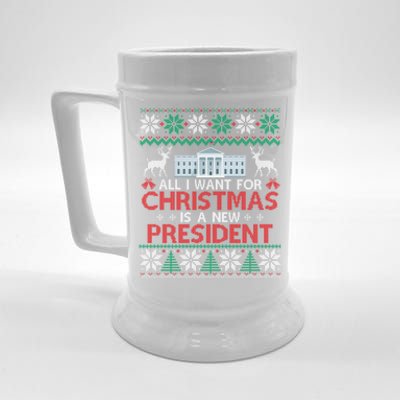 All I Want For Christmas Is A New President Funny Xmas Pjs Gift Beer Stein