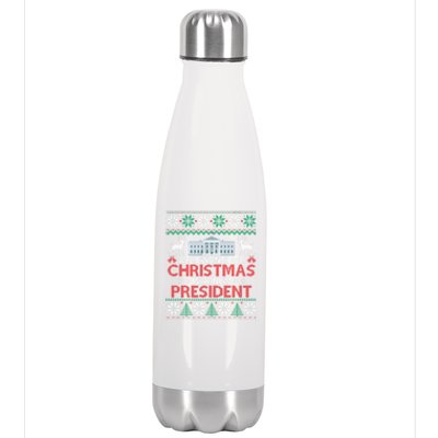 All I Want For Christmas Is A New President Funny Xmas Pjs Gift Stainless Steel Insulated Water Bottle