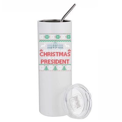 All I Want For Christmas Is A New President Funny Xmas Pjs Gift Stainless Steel Tumbler