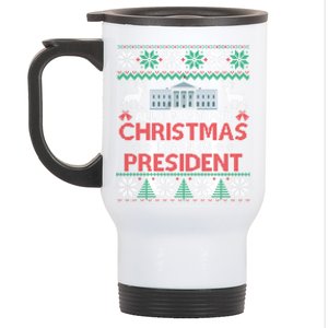 All I Want For Christmas Is A New President Funny Xmas Pjs Gift Stainless Steel Travel Mug