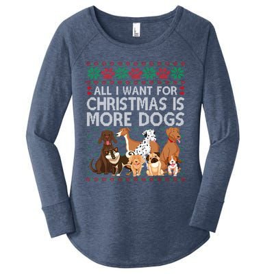 All I Want For Christmas Is More Dogs Ugly Xmas Sweater Gift Women's Perfect Tri Tunic Long Sleeve Shirt