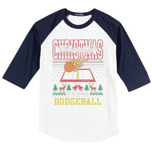 All I Want For Christmas Is To Play Dodgeball Ugly Sweater Baseball Sleeve Shirt