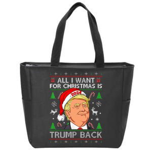 All I Want For Christmas Is Trump Back 2024 Ugly Sweater Zip Tote Bag