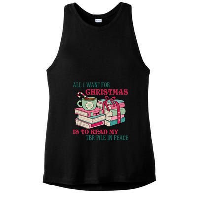 All I Want For Christmas Is To Read My TBR Pile In Peace Reading Books Gift Ladies PosiCharge Tri-Blend Wicking Tank