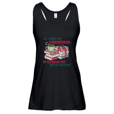 All I Want For Christmas Is To Read My TBR Pile In Peace Reading Books Gift Ladies Essential Flowy Tank