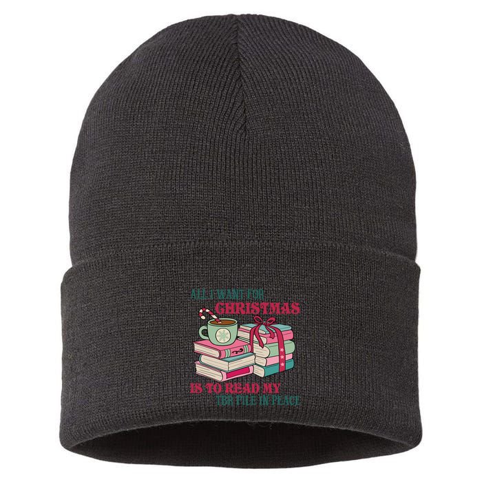 All I Want For Christmas Is To Read My TBR Pile In Peace Reading Books Gift Sustainable Knit Beanie