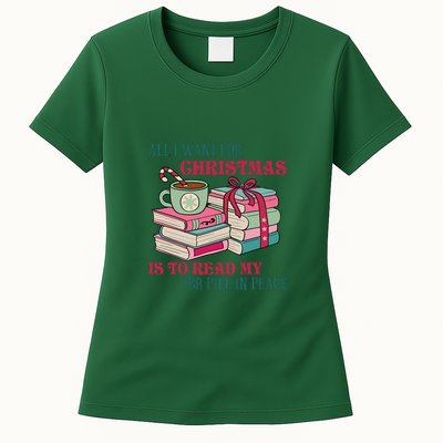All I Want For Christmas Is To Read My TBR Pile In Peace Reading Books Gift Womens T-Shirt