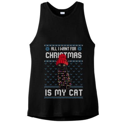 All I Want For Christmas Is My Cat Ugly Christmas Sweater Funny Gift Ladies PosiCharge Tri-Blend Wicking Tank