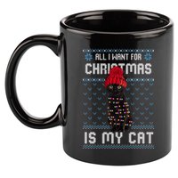 All I Want For Christmas Is My Cat Ugly Christmas Sweater Funny Gift 11oz C Handle Ceramic Mug