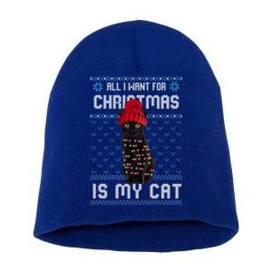 All I Want For Christmas Is My Cat Ugly Christmas Sweater Funny Gift Short Acrylic Beanie