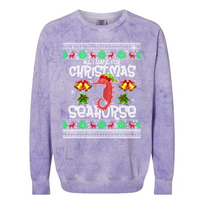 All I Want Is A Seahorse For Christmas Ugly Xmas Pajamas Meaningful Gift Colorblast Crewneck Sweatshirt