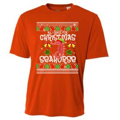 All I Want Is A Seahorse For Christmas Ugly Xmas Pajamas Meaningful Gift Cooling Performance Crew T-Shirt