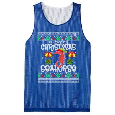 All I Want Is A Seahorse For Christmas Ugly Xmas Pajamas Meaningful Gift Mesh Reversible Basketball Jersey Tank