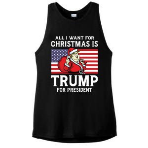 All I Want For Christmas Is Trump For President Trump Back Ladies PosiCharge Tri-Blend Wicking Tank