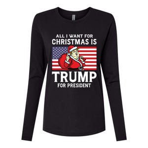 All I Want For Christmas Is Trump For President Trump Back Womens Cotton Relaxed Long Sleeve T-Shirt