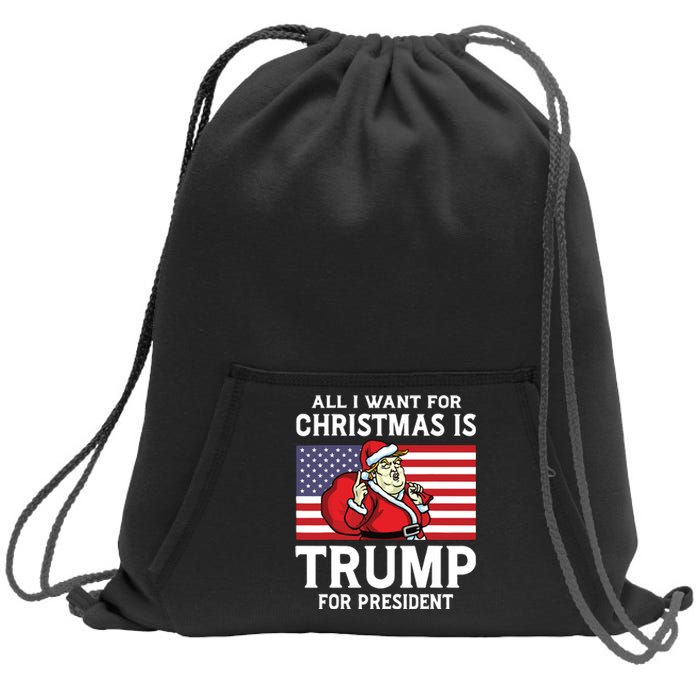 All I Want For Christmas Is Trump For President Trump Back Sweatshirt Cinch Pack Bag