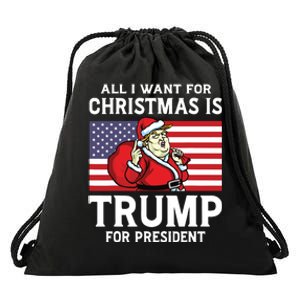 All I Want For Christmas Is Trump For President Trump Back Drawstring Bag